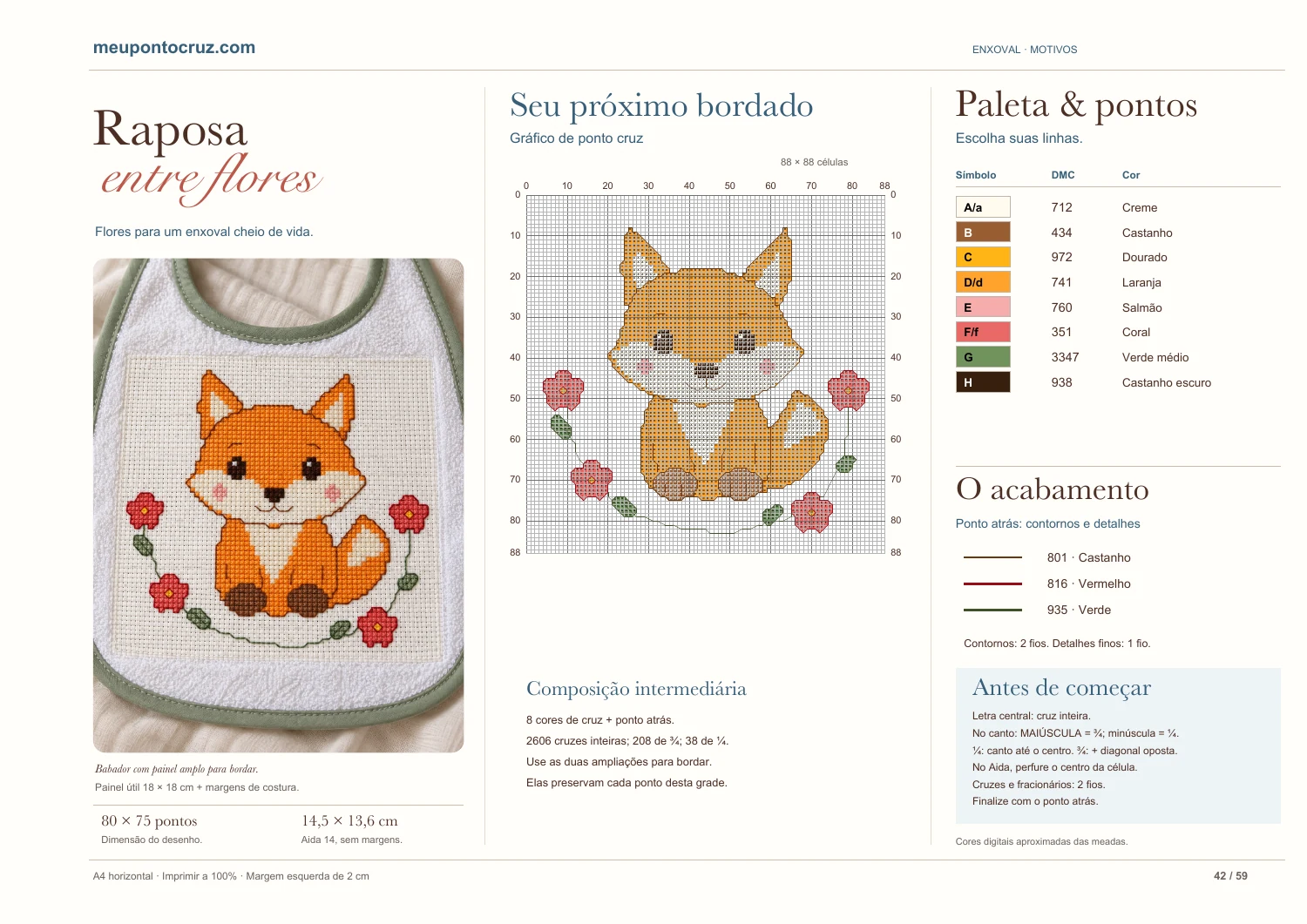 Página real do livro: Raposa entre flores