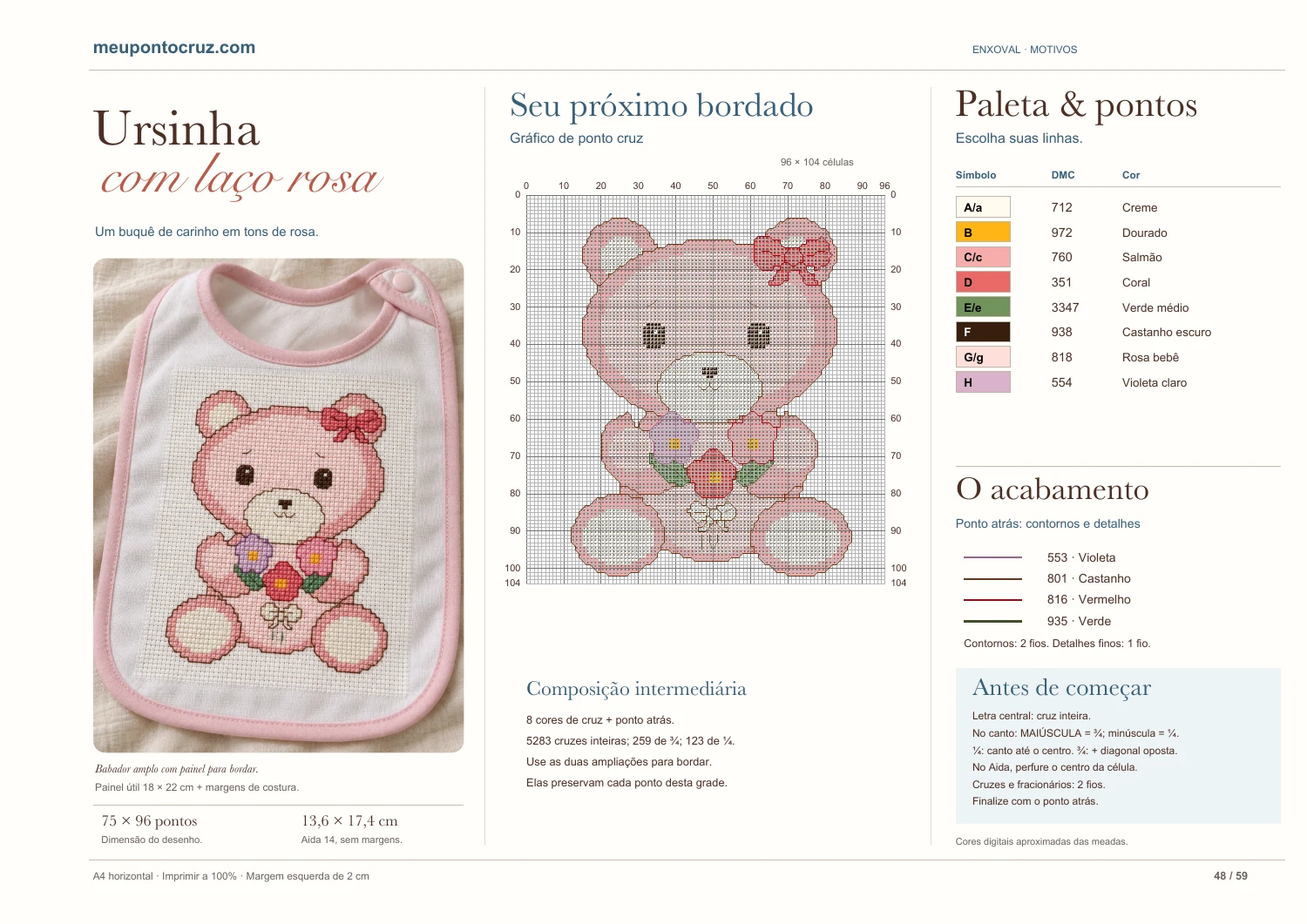 Página real do livro: Ursinha com laço rosa
